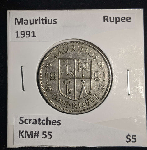Mauritius 1991 Rupee KM# 55 Scratches #0041 #13A