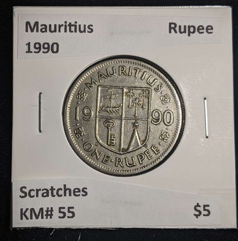 Mauritius 1990 Rupee KM# 55 Scratches #0036 #13A