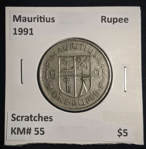 Mauritius 1991 Rupee KM# 55 Scratches #0065 #13A