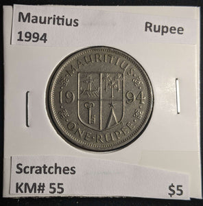 Mauritius 1994 Rupee KM# 55 Scratches #0045 #13A