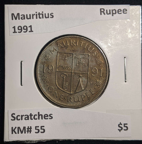 Mauritius 1991 Rupee KM# 55 Scratches #0042 #13A