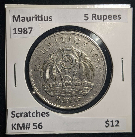 Mauritius 1987 5 Rupees KM# 56 Scratches #0031 #13B