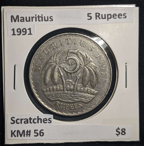 Mauritius 1991 5 Rupees KM# 56 Scratches #0112 #13B