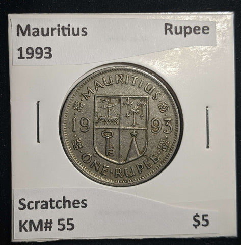 Mauritius 1993 Rupee KM# 55 Scratches #0027 #13B