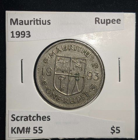Mauritius 1993 Rupee KM# 55 Scratches #0111 #13B