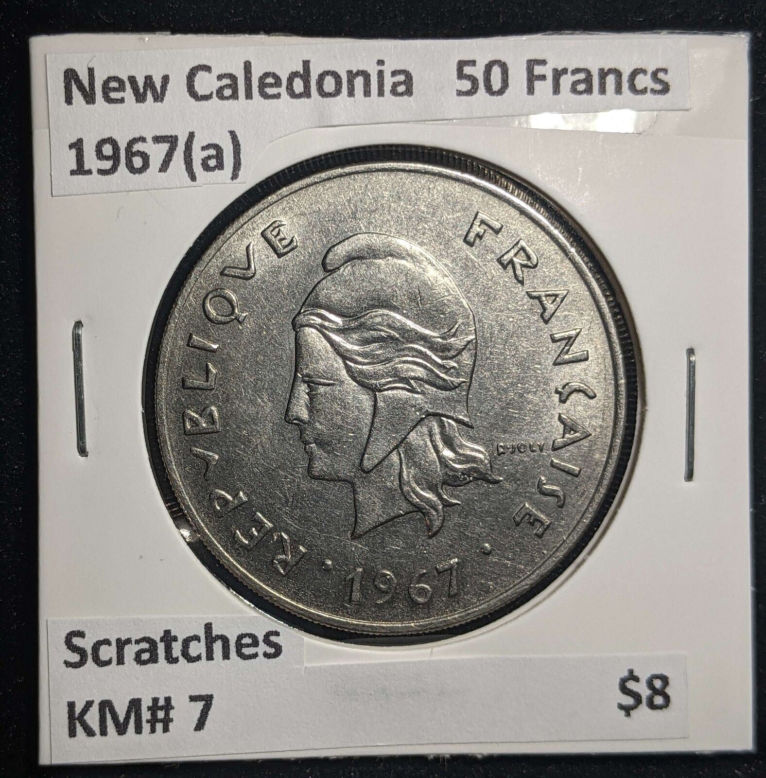 New Caledonia 1967(a) 50 Francs KM# 7 Scratches #1444 #13B