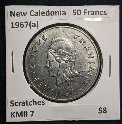 New Caledonia 1967(a) 50 Francs KM# 7 Scratches #1444 #13B