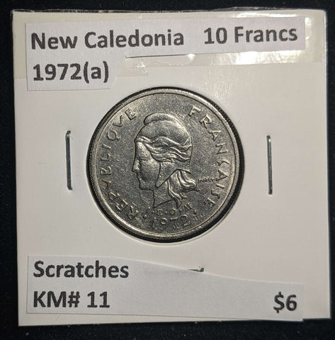 New Caledonia 1972(a) 10 Francs KM# 11 Scratches #1628 #13B