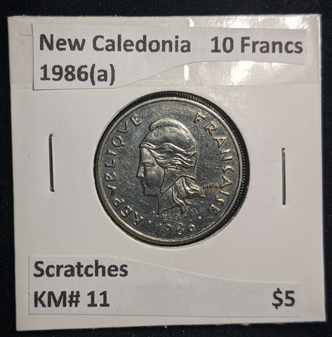 New Caledonia 1986(a) 10 Francs KM# 11 Scratches #016 #13B