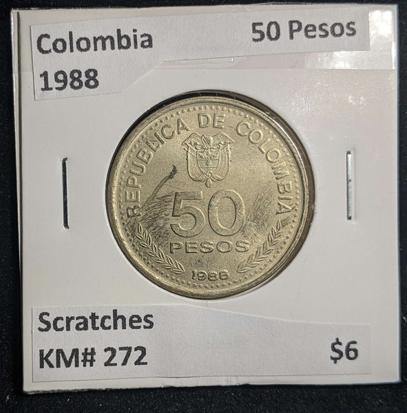 Colombia 1988 50 Pesos KM# 272 Scratches #054 #13C