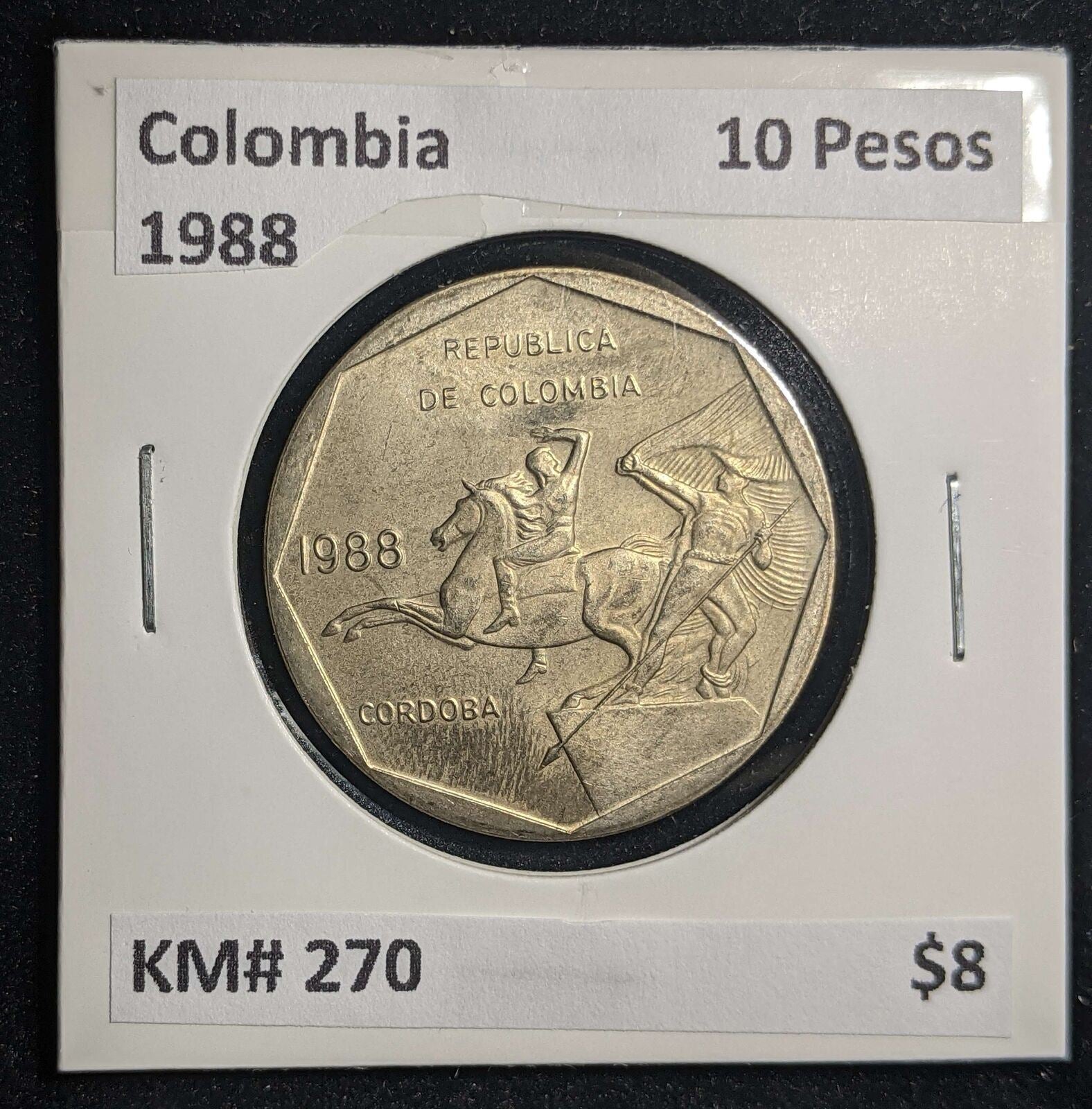 Colombia 1988 10 Pesos KM# 270 #088 #13C