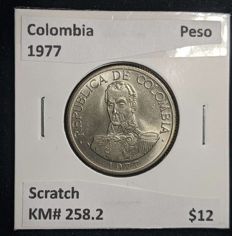 Colombia 1977 Peso KM# 258.2 Scratch #043 #23A