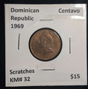 Dominican Republic 1969 Centavo KM# 32 Scratches #893 #23A