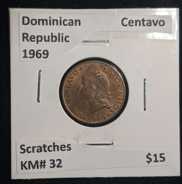 Dominican Republic 1969 Centavo KM# 32 Scratches #893 #23A
