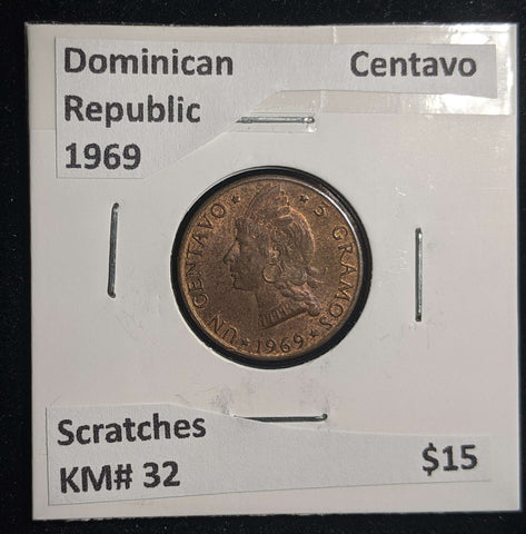 Dominican Republic 1969 Centavo KM# 32 Scratches #893 #23A