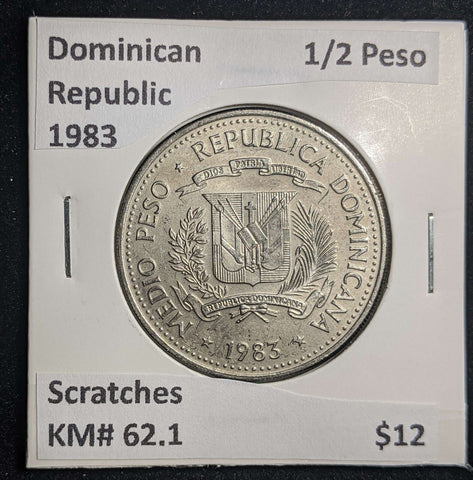 Dominican Republic 1983 1/2 Peso KM# 62.1 Scratches #938 #23A