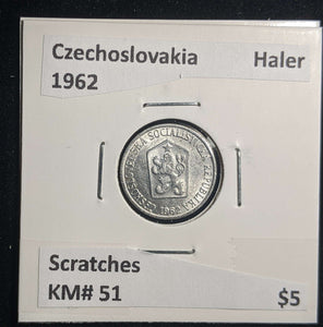 Czechoslovakia 1962 Haler KM# 51 Scratches #030 #23A