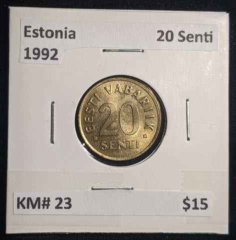 Estonia 1992 20 Senti KM# 23 #1571 #23A