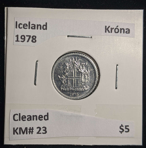 Iceland 1978 Krona KM# 23 Cleaned #73 #23A