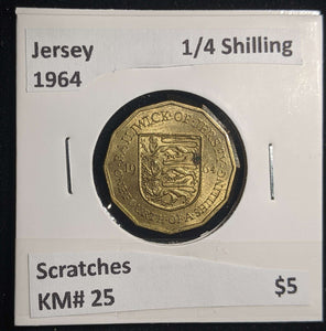 Jersey 1964 1/4 Shilling KM# 25 Scratches #0702 #23A