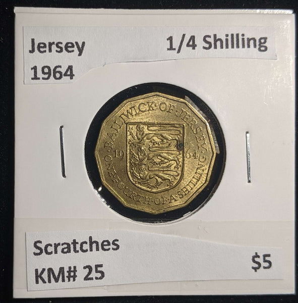 Jersey 1964 1/4 Shilling KM# 25 Scratches #0702 #23A