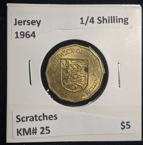 Jersey 1964 1/4 Shilling KM# 25 Scratches #0702 #23A