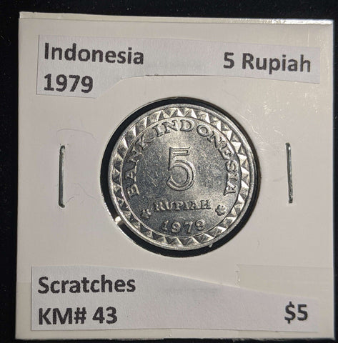 Indonesia 1979 5 Rupiah KM# 43 Scratches #410 #23B