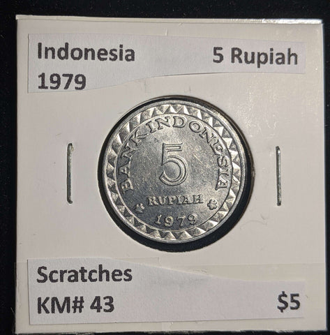 Indonesia 1979 5 Rupiah KM# 43 Scratches #396 #23B