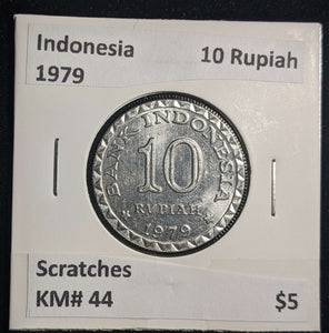 Indonesia 1979 10 Rupiah KM# 44 Scratches #0134 #23B