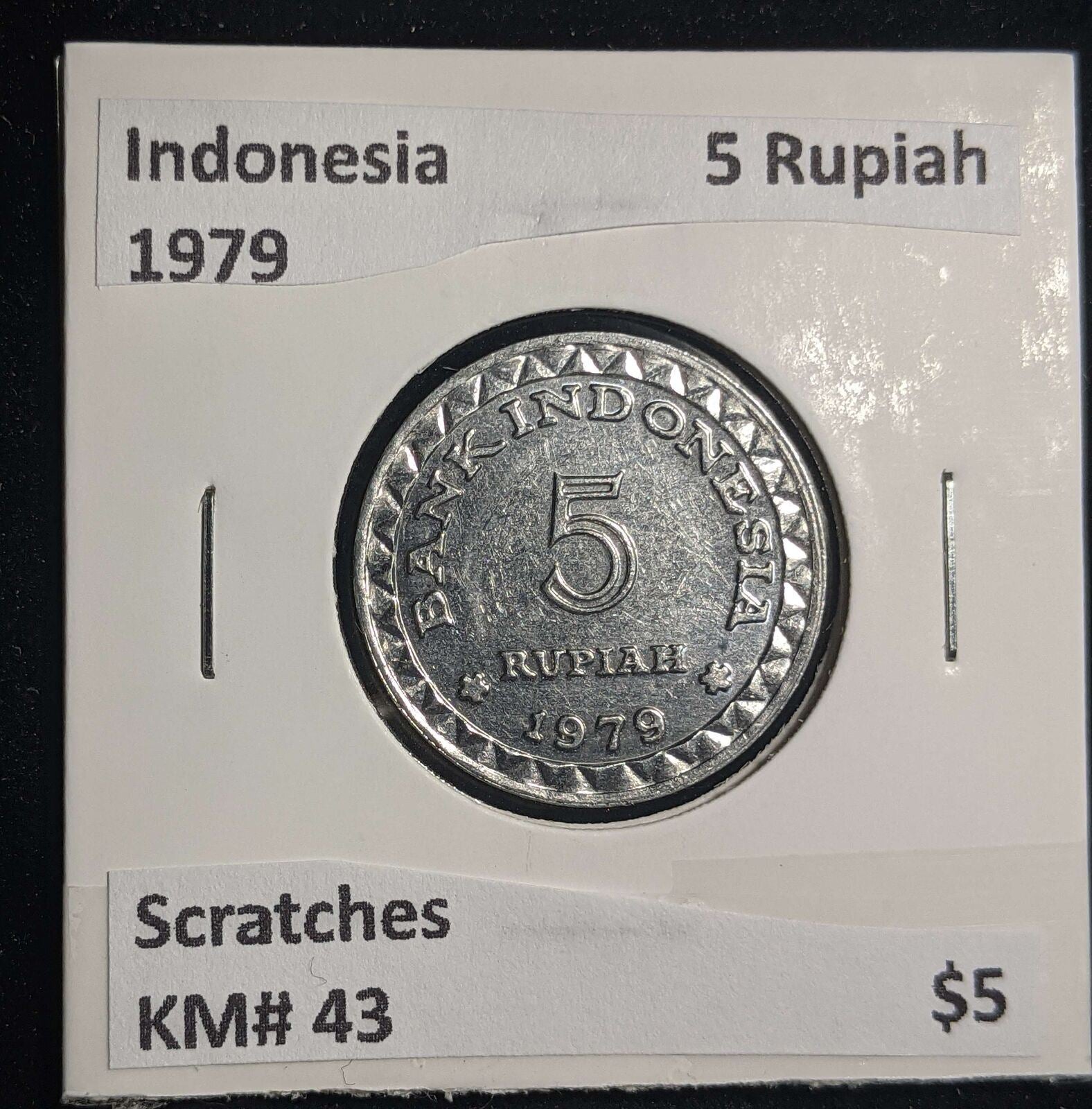 Indonesia 1979 5 Rupiah KM# 43 Scratches #0198 #23B