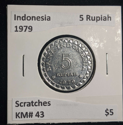 Indonesia 1979 5 Rupiah KM# 43 Scratches #0198 #23B