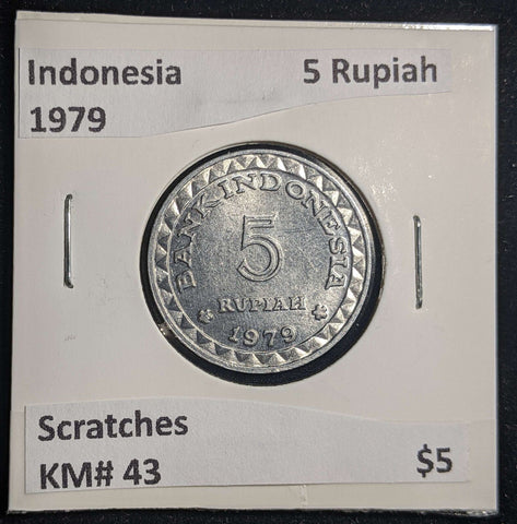 Indonesia 1979 5 Rupiah KM# 43 Scratches #415 #23B