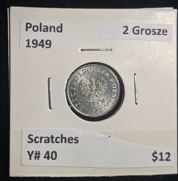 Poland 1949 2 Grosze Y# 40 Scratches #1551 #23B
