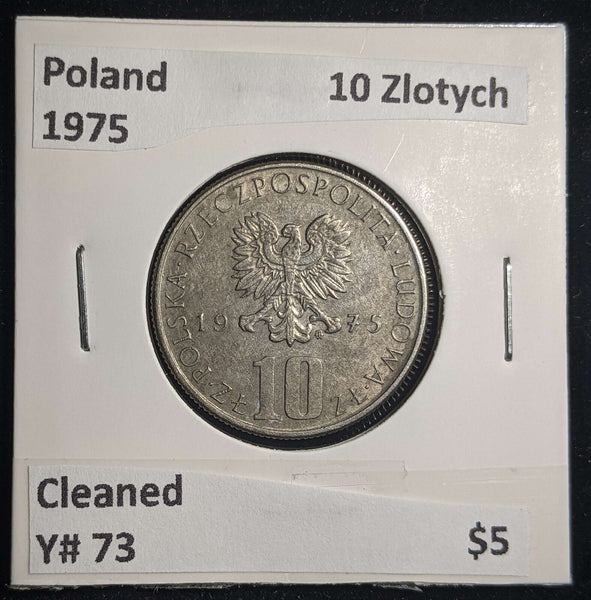 Poland 1975 10 Zlotych Y# 73 Cleaned #1564 #23B