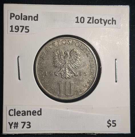 Poland 1975 10 Zlotych Y# 73 Cleaned #1564 #23B