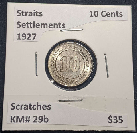 Straits Settlements 1927 10 Cents KM# 29b Scratches #071 #24A