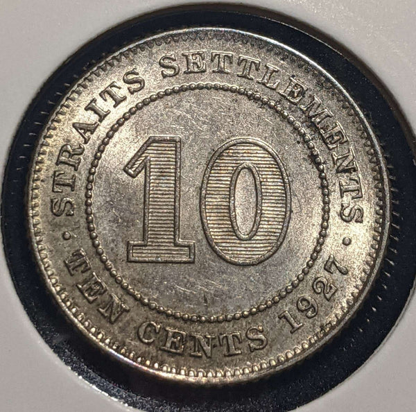 Straits Settlements 1927 10 Cents KM# 29b Scratches #071 #24A