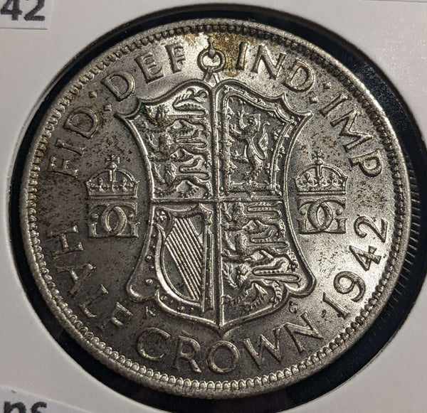 Great Britain 1942 1/2 Crown KM# 856 Stains #013 #24A