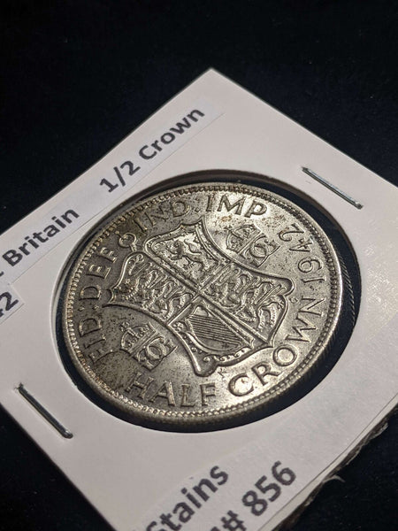 Great Britain 1942 1/2 Crown KM# 856 Stains #013 #24A