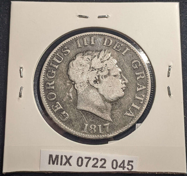 Great Britain 1817 1/2 Crown KM# 672 Cleaned Rim Damage #045 #24A