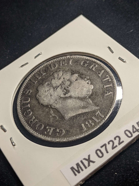 Great Britain 1817 1/2 Crown KM# 672 Cleaned Rim Damage #045 #24A