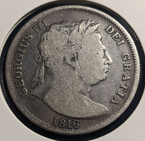 Great Britain 1816 1/2 Crown KM# 667 Cleaned #048 #24A