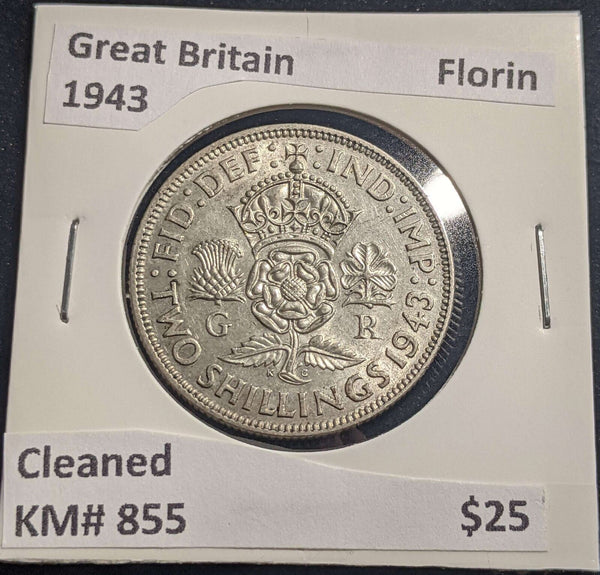 Great Britain 1943 Florin KM# 855 Cleaned #018 #24A