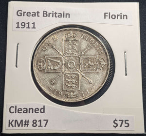 Great Britain 1911 Florin KM# 817 Cleaned #016 #24A