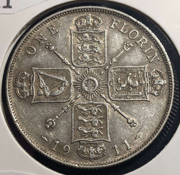 Great Britain 1911 Florin KM# 817 Cleaned #016 #24A