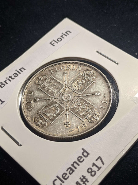 Great Britain 1911 Florin KM# 817 Cleaned #016 #24A