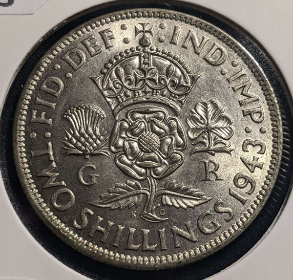 Great Britain 1943 Florin KM# 855 Scratches #017 #24A
