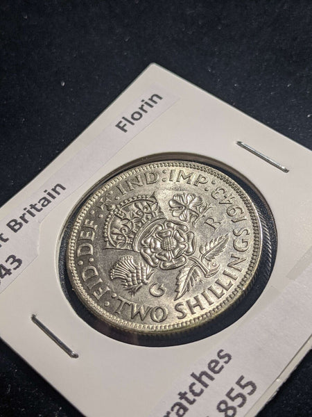 Great Britain 1943 Florin KM# 855 Scratches #017 #24A
