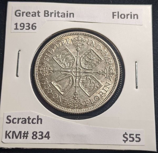 Great Britain 1936 Florin KM# 834 Scratch #002 #24A