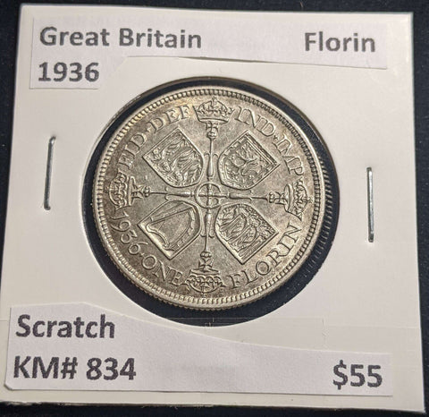Great Britain 1936 Florin KM# 834 Scratch #002 #24A